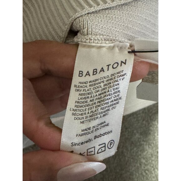Aritzia Babaton Sculpt Knit Tube Ribbed Dress Matte Pearl Women's Large /n2 - Picture 6 of 9